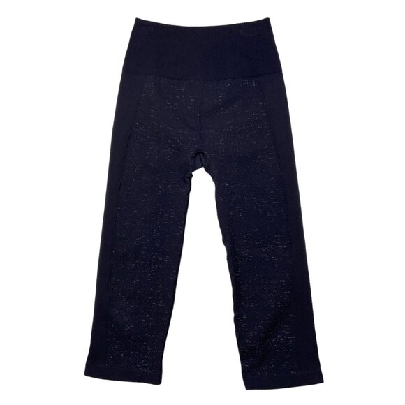 Lululemon Free To Flow Crop Legging 4 Midnight Navy Blue Colorblock Activewear - Picture 1 of 12